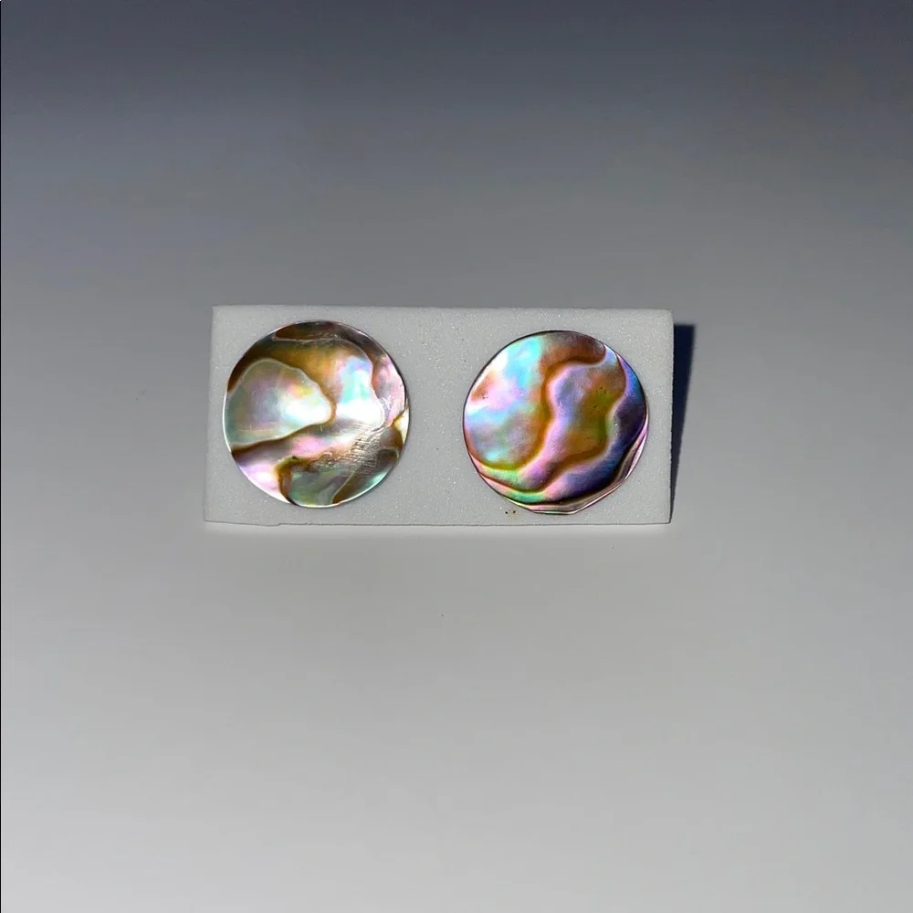 NWOT Vintage Iridescent Abalone Shell Earrings - Picture 1 of 2